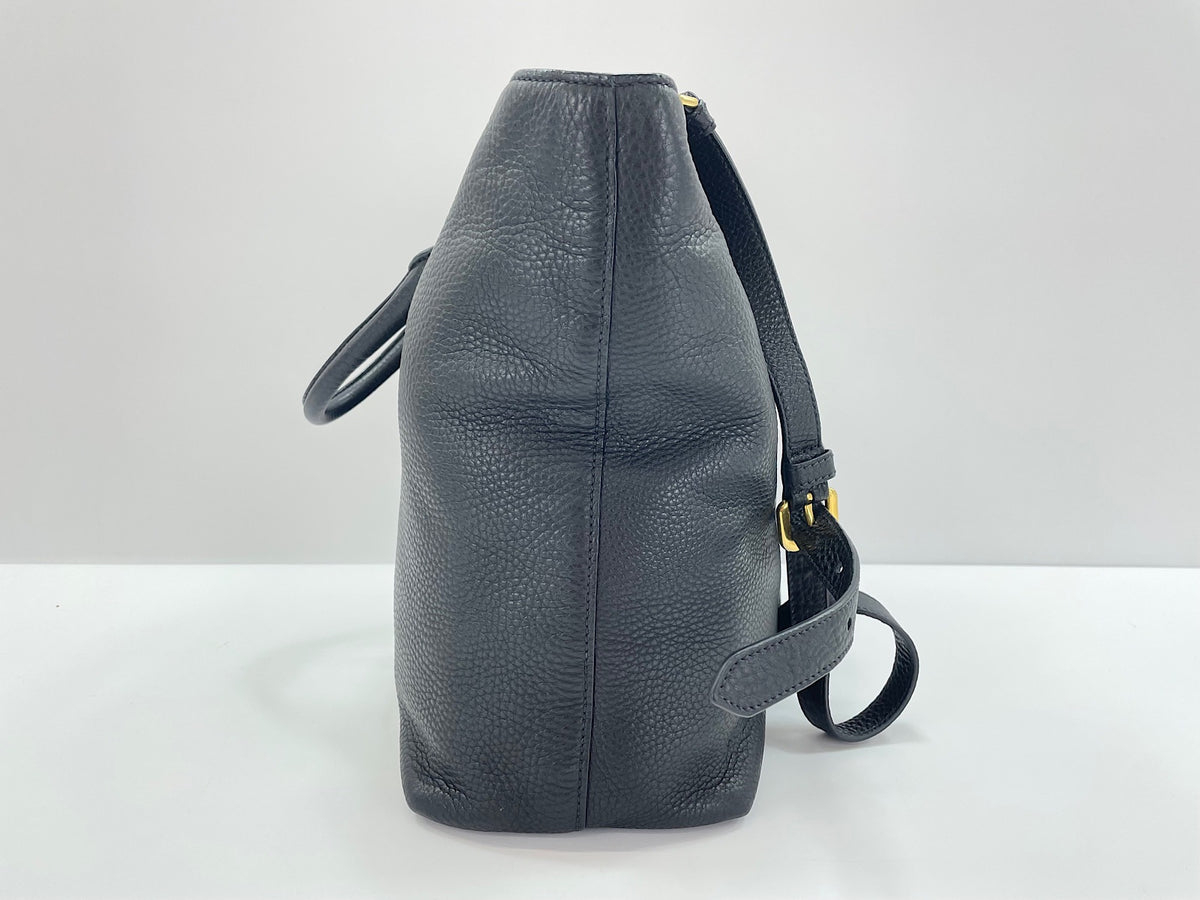 Prada Tote Convertibile Vitello Daino Nera Hardware Oro
