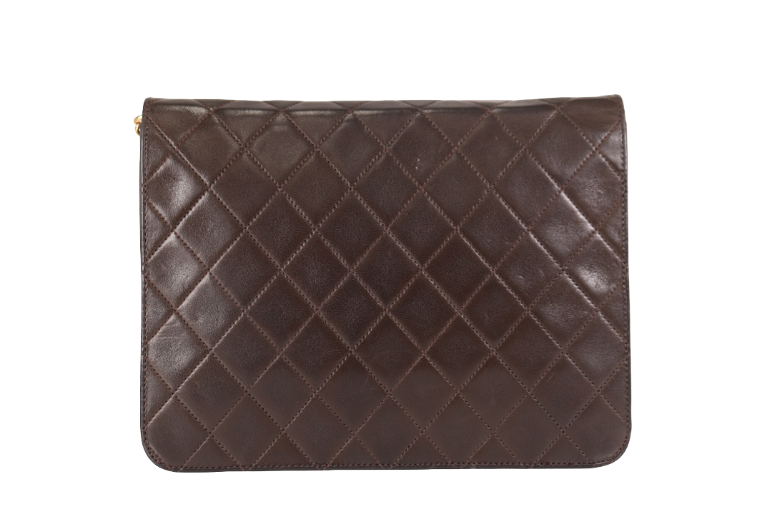 Chanel Push Lock 22 a catena Marrone