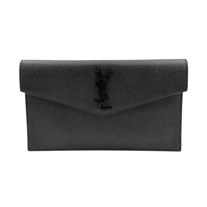 Saint Laurent Uptown Pouch – Pelle nera, logo YSL