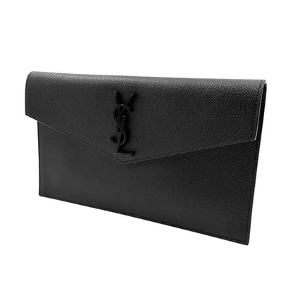 Saint Laurent Uptown Pouch – Pelle nera, logo YSL