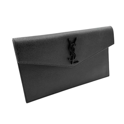 Saint Laurent Uptown Pouch – Pelle nera, logo YSL