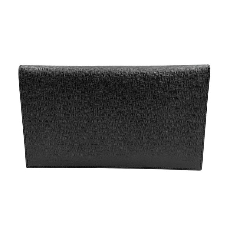 Saint Laurent Uptown Pouch – Pelle nera, logo YSL