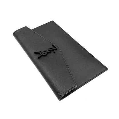 Saint Laurent Uptown Pouch – Pelle nera, logo YSL