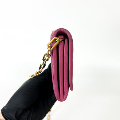 Miu Miu Matelassé Chain Shoulder Rosa