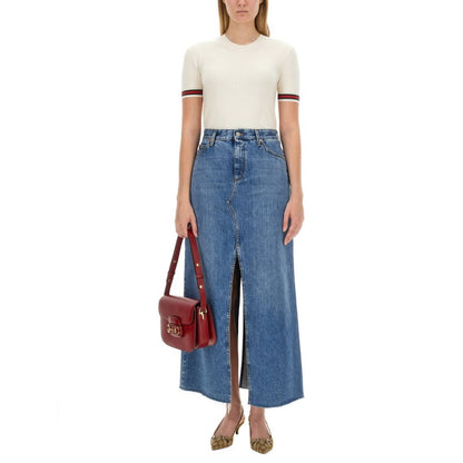 Gucci MAGLIA IN LANA EXTRAFINE CON DETTAGLIO WEB