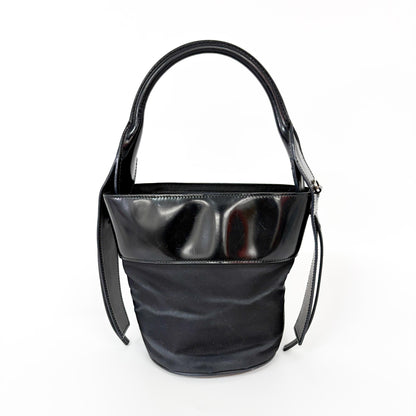 Prada Secchiello Vintage Tessuto e Pelle Spazzolata Nero – 18 cm