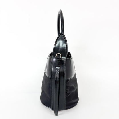 Prada Secchiello Vintage Tessuto e Pelle Spazzolata Nero – 18 cm