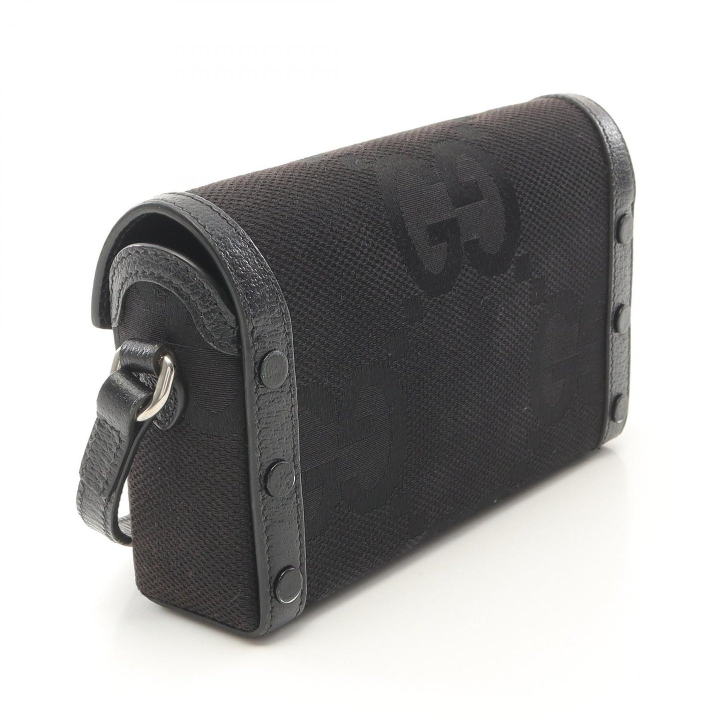 GUCCI Horsebit 1955 Jumbo GG Shoulder Bag in Canvas e Pelle Nera