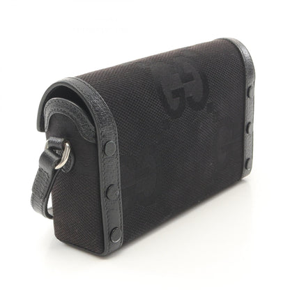 GUCCI Horsebit 1955 Jumbo GG Shoulder Bag in Canvas e Pelle Nera