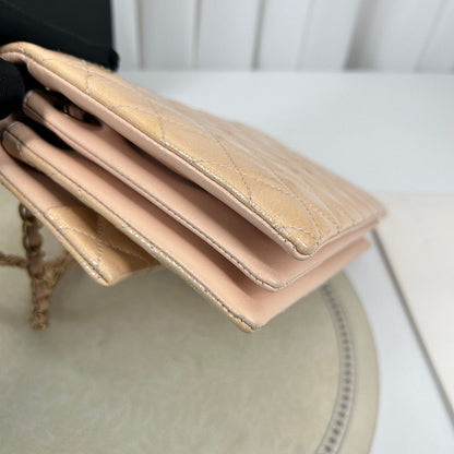 Chanel Classic Flap 21 – Vernice Rosa Cipria – Hardware Oro – Serie 21