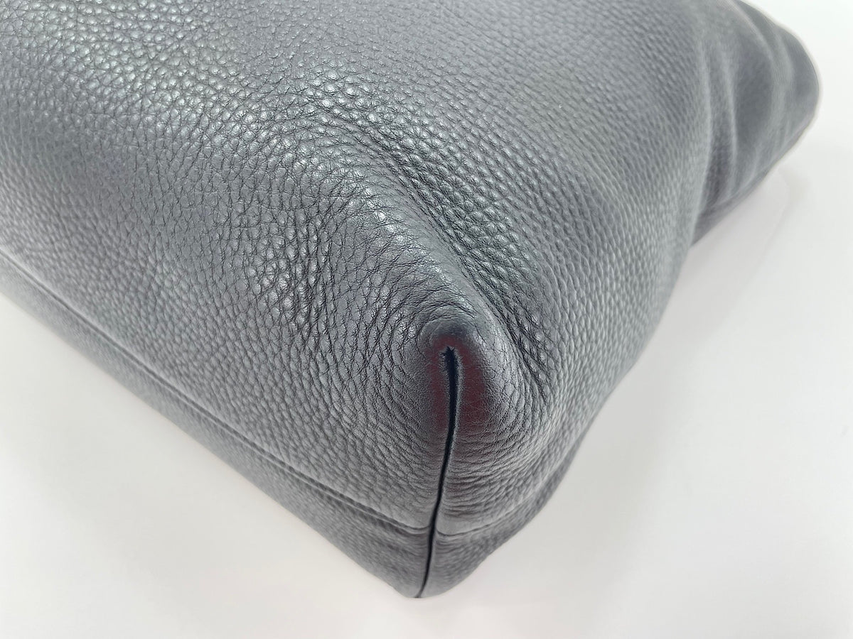 Prada Tote Convertibile Vitello Daino Nera Hardware Oro