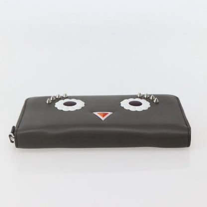 Fendi – Portafoglio Lungo Monster Eyes in Pelle Grigia – Condizioni Eccellenti (Rank SA)