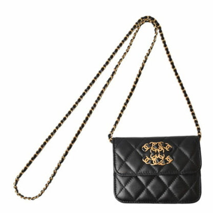 Chanel Wallet on Chain in pelle nera con catena dorata intrecciata – Ref. 31409975 - Etoilux