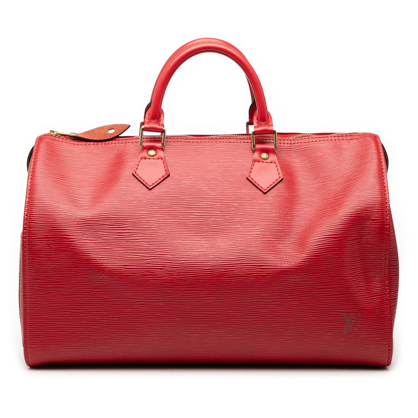 Louis Vuitton Speedy 35 Epi rossa vintage 1995 dettaglio pelle e hardware