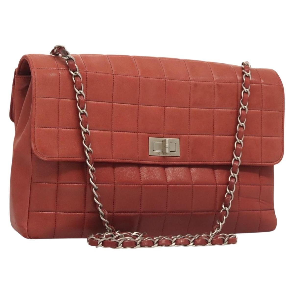 Chanel Chocolate Bar Reissue Flap Pelle di Agnello Rosso – 31 cm - Etoilux