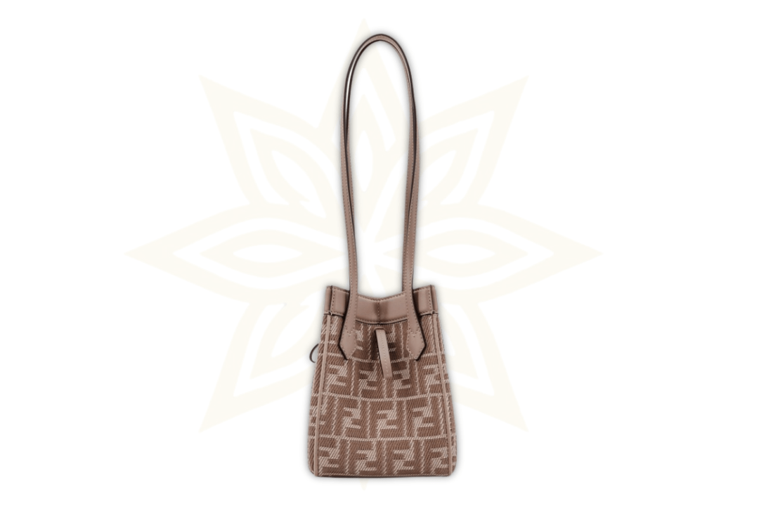 Fendi Origami Mini in Jacquard FF e Pelle Taupe – Nuova da Boutique - Etoilux