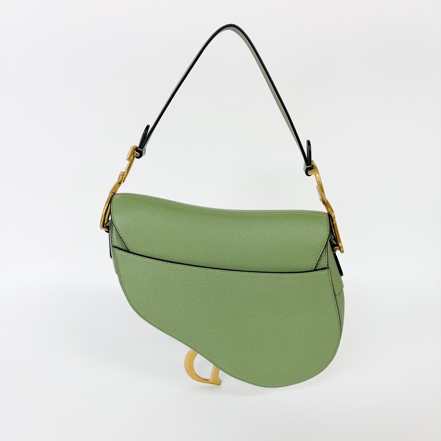 Dior Saddle Bag Media Pelle Grana Sage Green Hardware Dorato – 25 cm - Etoilux