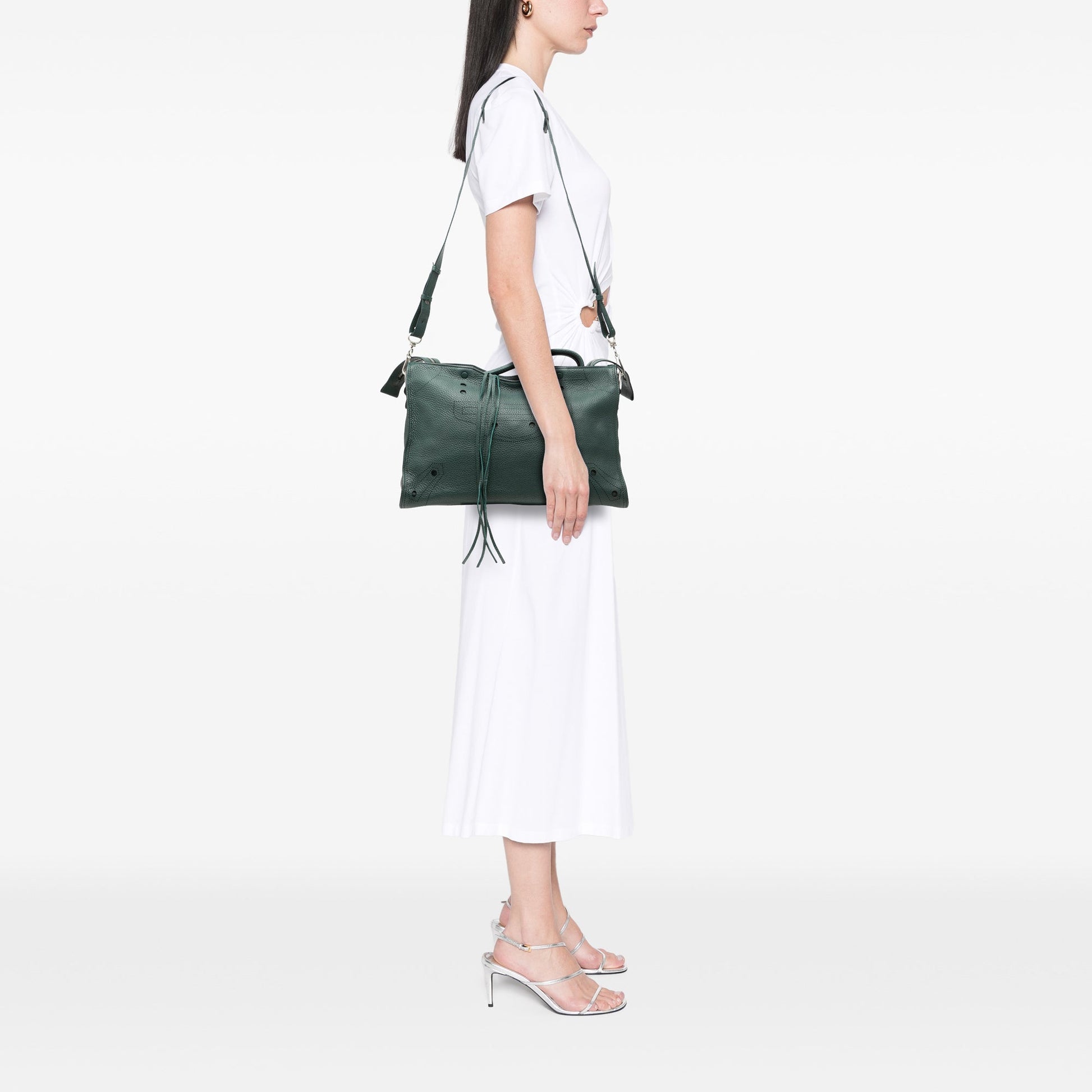 Balenciaga Blackout City Pelle Martellata Verde – 37 cm - Etoilux