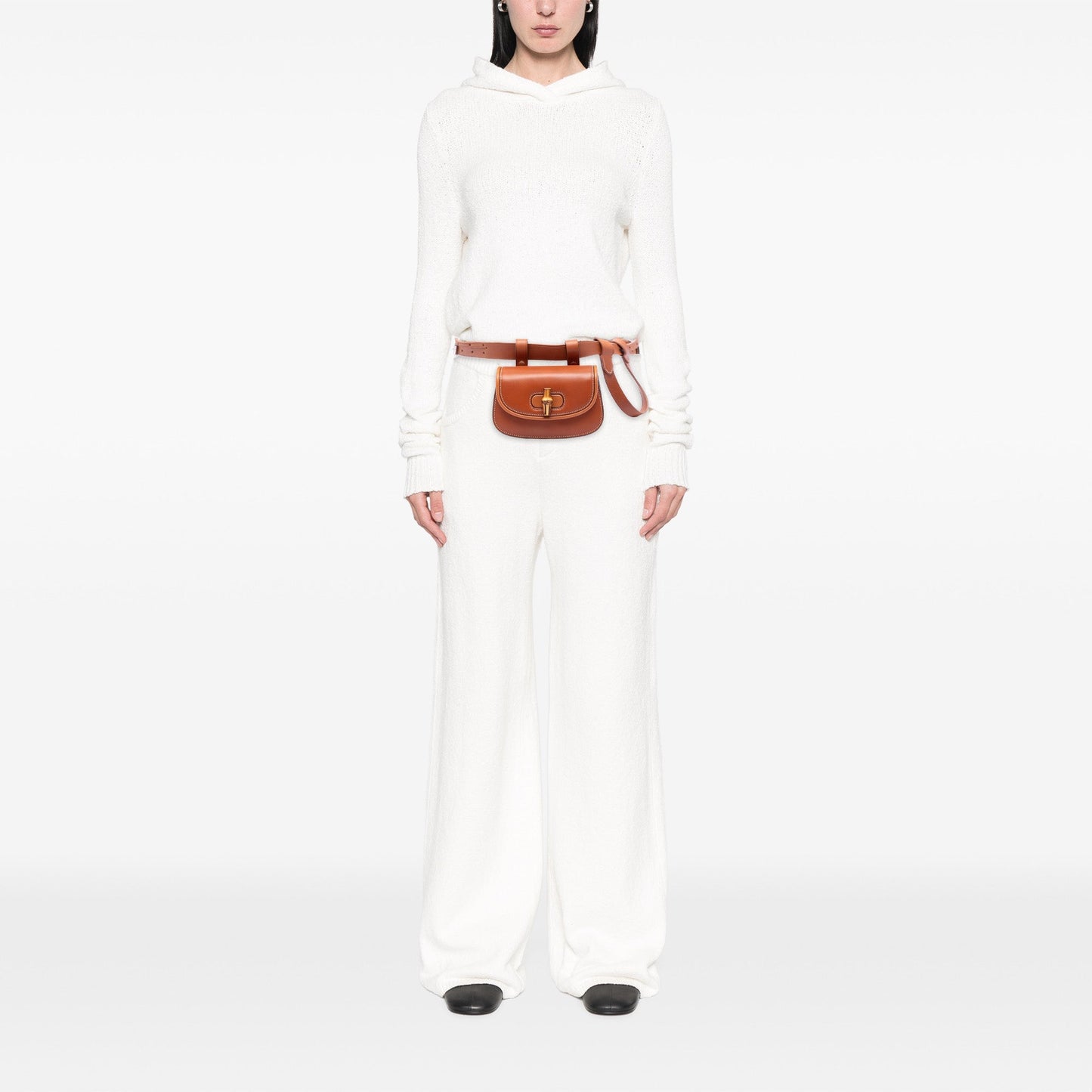 Gucci Bamboo 1947 Belt Bag Pelle di Vitello Marrone con Cintura Horsebit — Mini - Etoilux