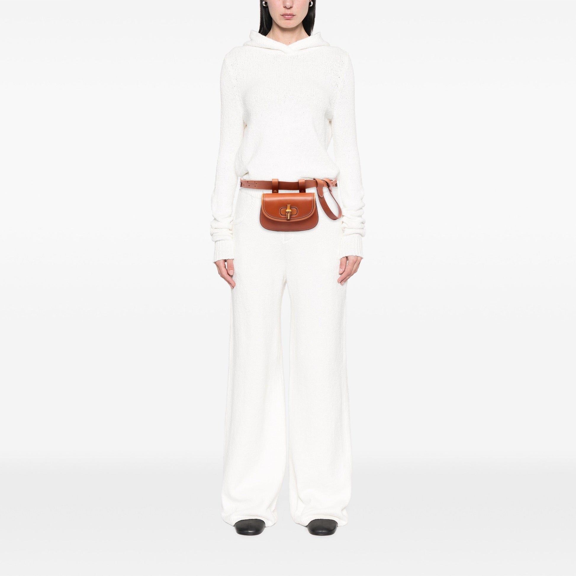 Gucci Bamboo 1947 Belt Bag Pelle di Vitello Marrone con Cintura Horsebit — Mini - Etoilux