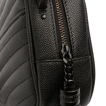 Saint Laurent – Lou Camera Bag Mini Monogram in pelle Grain de Poudre nera - Etoilux