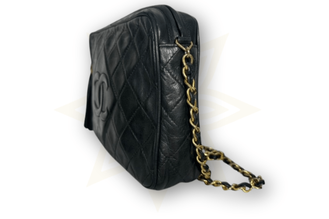 Chanel Camera Bag in pelle nera trapuntata – Vintage anni ‘80/’90 - Etoilux