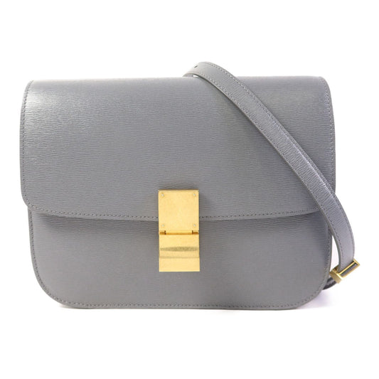 Céline Classic Box grigio con tasca zip hardware dorato