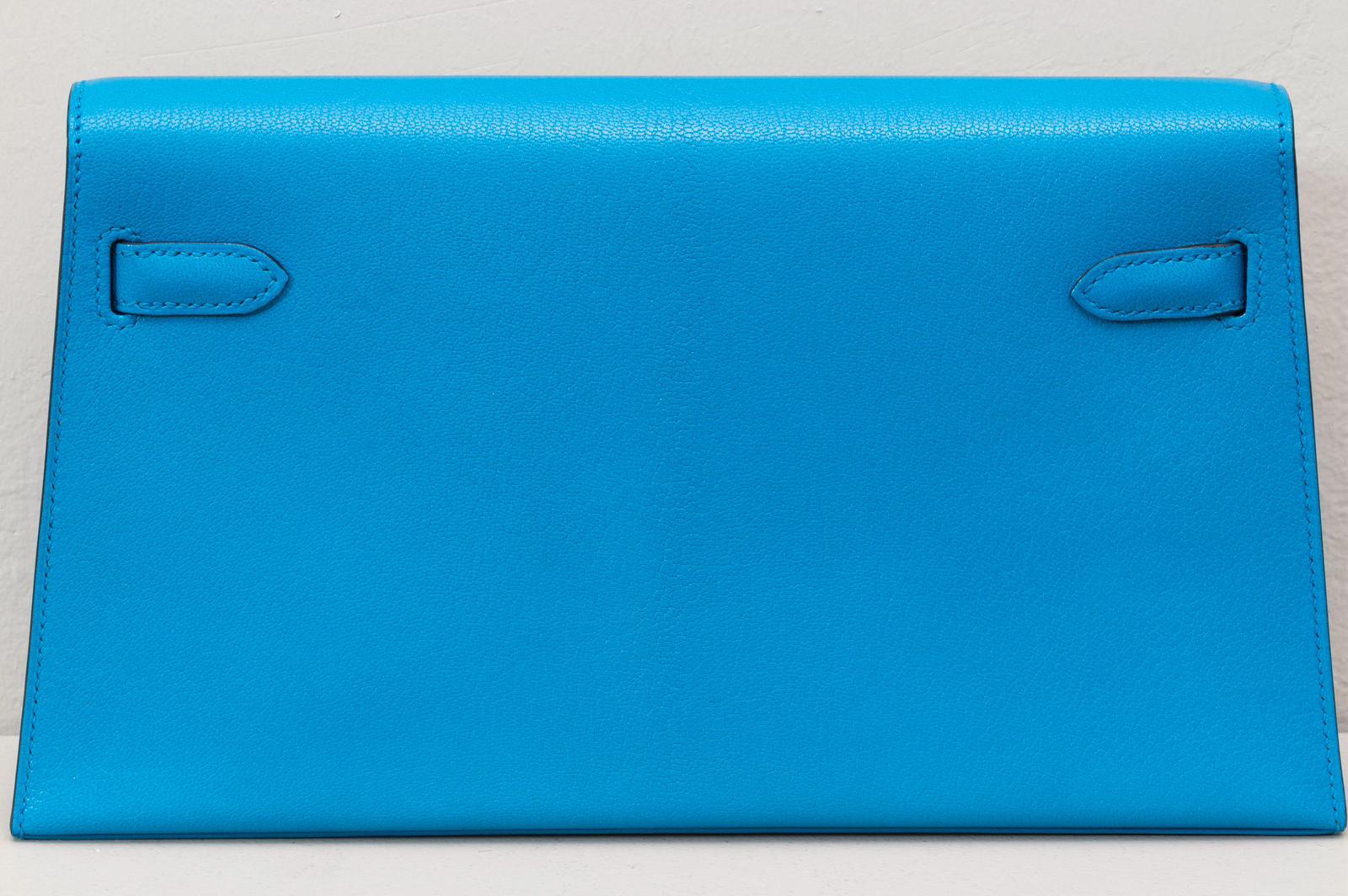 Hermès Kelly Elan – Chèvre Mysore Blue Hydra – Palladium Hardware - Etoilux