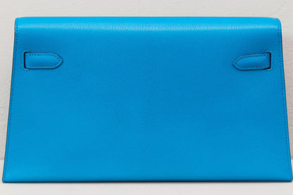 Hermès Kelly Elan – Chèvre Mysore Blue Hydra – Palladium Hardware - Etoilux