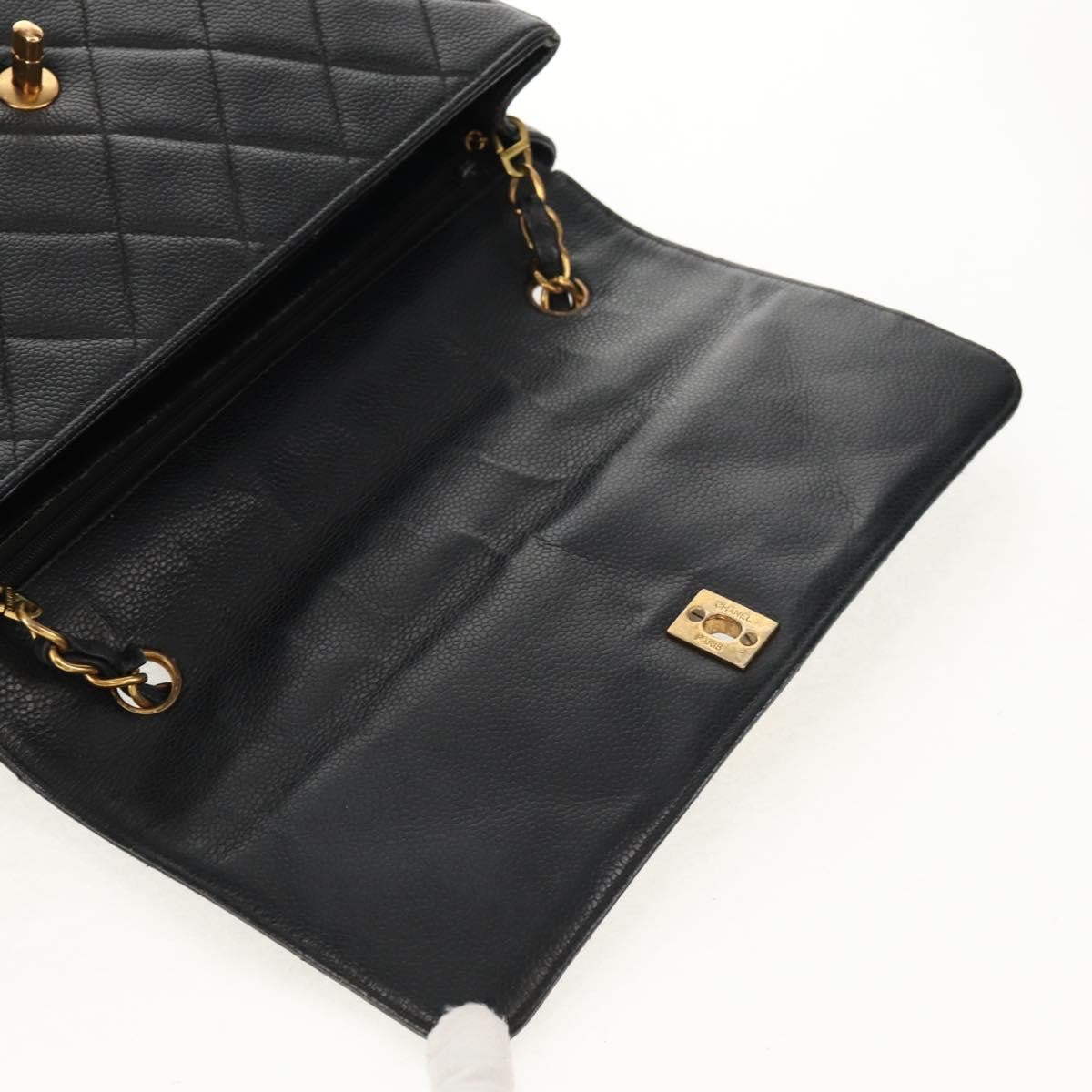 Chanel Single Flap Vintage Pelle Caviar Nera Hardware Oro – 27 cm - Etoilux