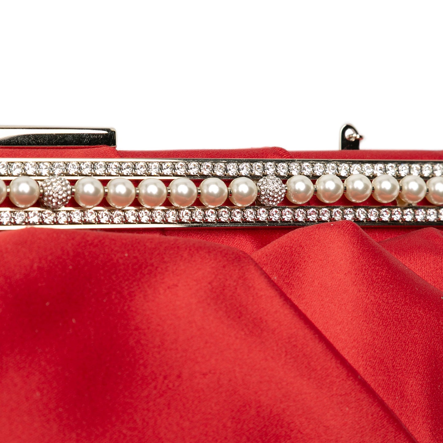 Valentino Garavani Pochette in Raso Rosso – Cornice Perle e Cristalli | Con Sacchetto - Etoilux