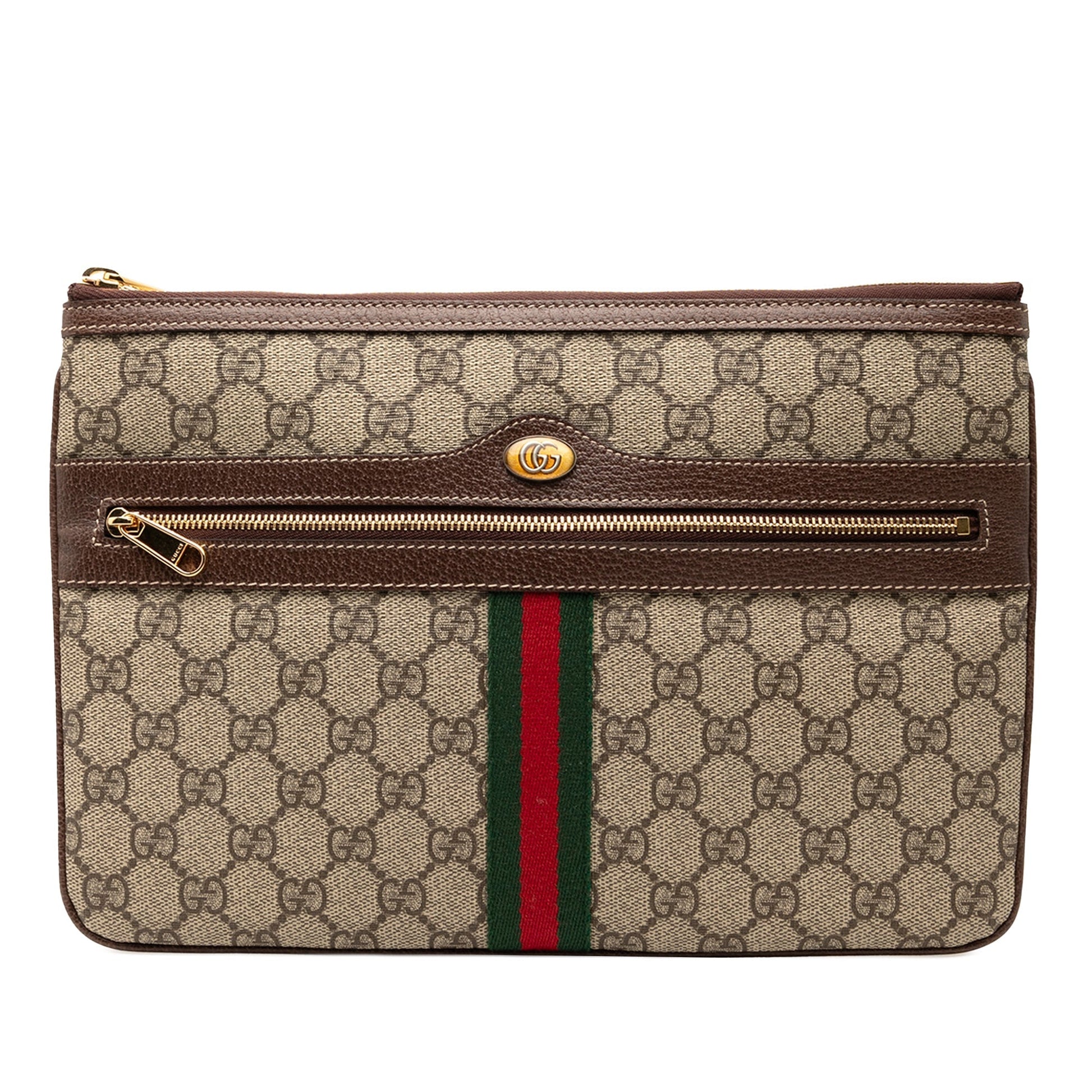 Gucci Ophidia GG Supreme – Pochette in Tela Rivestita, Brown – 20 x 28,5 cm - Etoilux