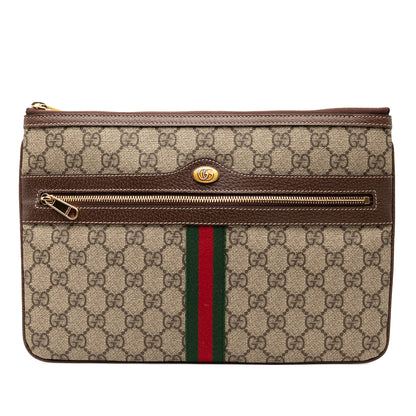 Gucci Ophidia GG Supreme – Pochette in Tela Rivestita, Brown – 20 x 28,5 cm - Etoilux