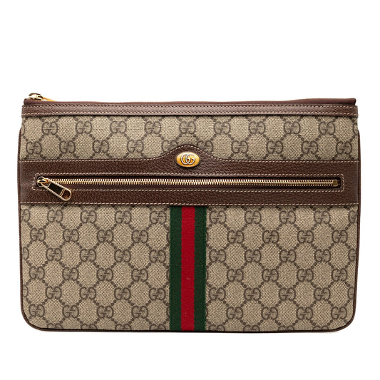 Gucci Ophidia GG Supreme – Pochette in Tela Rivestita, Brown – 20 x 28,5 cm - Etoilux
