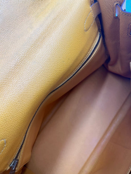 Hermès Kelly 32 Retourné Courchevel Jaune Hardware Dorato 1995 - Etoilux