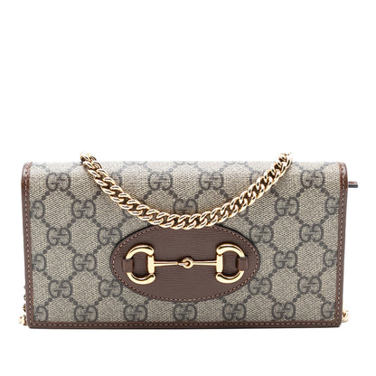 Gucci – Portafoglio GG Supreme Horsebit 1955 con catena - Etoilux