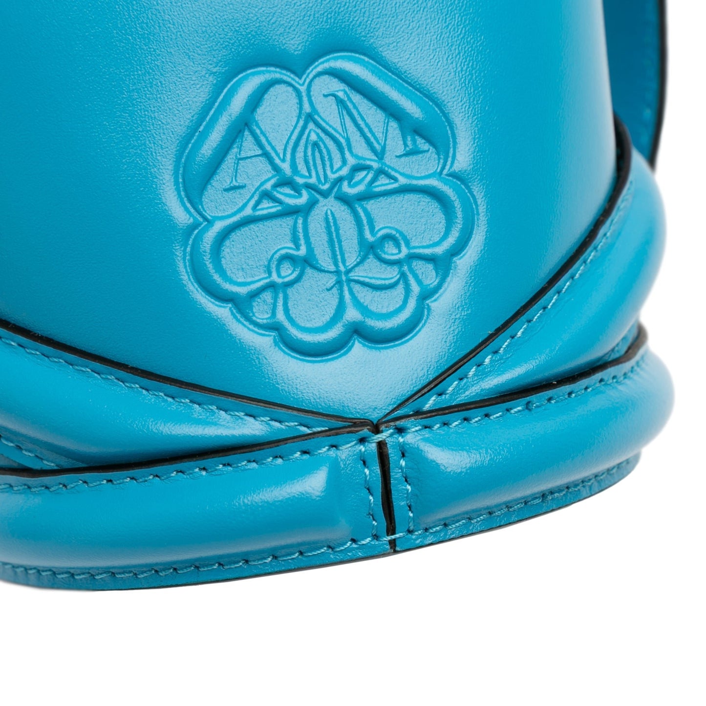 Alexander McQueen The Curve – Borsa a Secchiello in Pelle di Vitello Blu - Etoilux