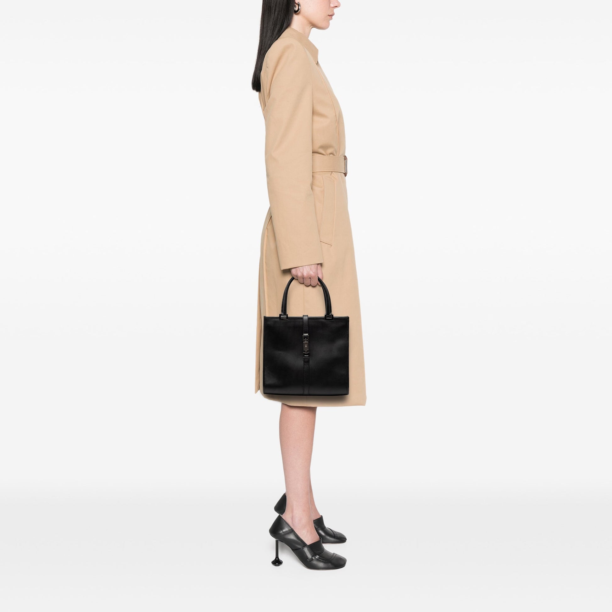 Gucci Jackie Tote in Pelle di Vitello Nera – Vintage – 25 cm - Etoilux