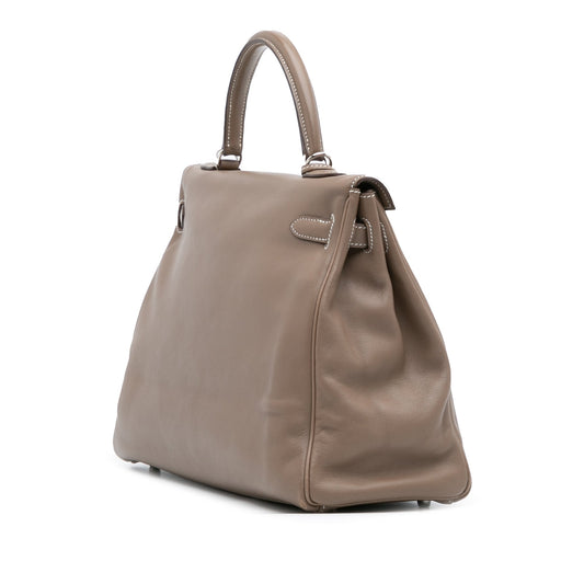 Hermès – Kelly II Retourne 35 in pelle Swift Etoupe - Etoilux