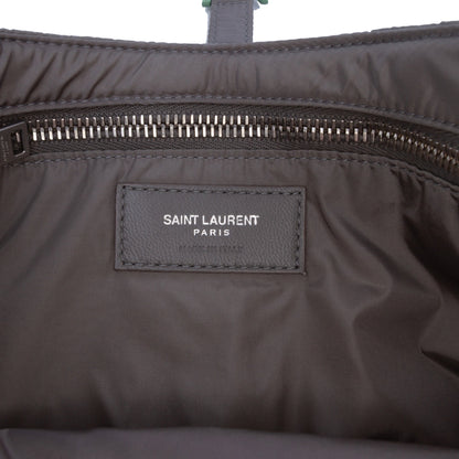 Saint Laurent Le 5 à 7 Hobo Nylon Grigio Tortora e Verde Menta 2022 – 25 cm - Etoilux
