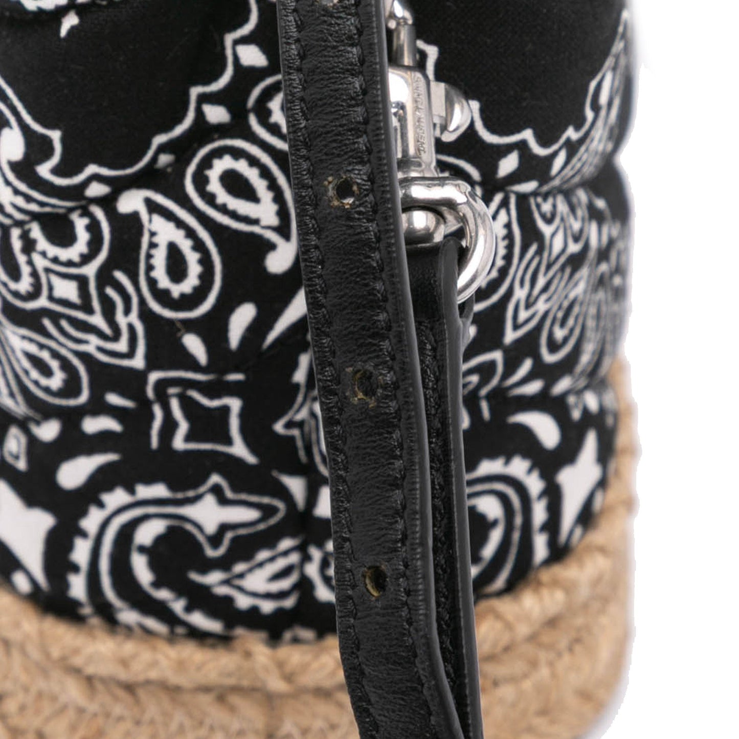 Saint Laurent Loulou Toy in Cotone Bandana Nero con Dettagli in Rafia – 2018 - Etoilux