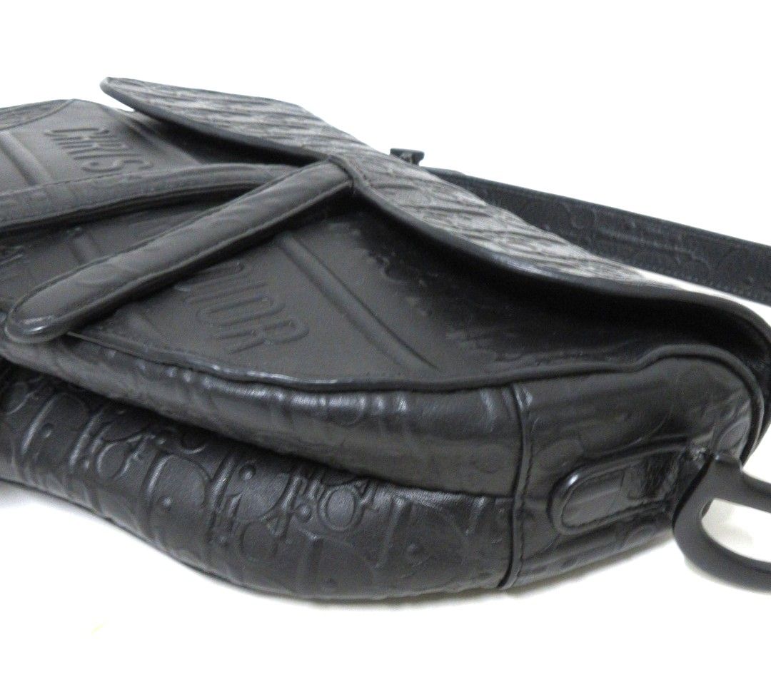 Dior Saddle Bag in pelle Oblique nera – Size Medium - Etoilux