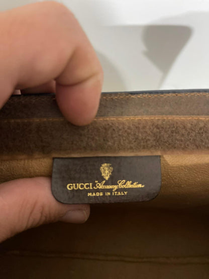 Gucci Clutch Vintage Monogram Canvas con Finiture in Pelle – Brown/Beige - Etoilux