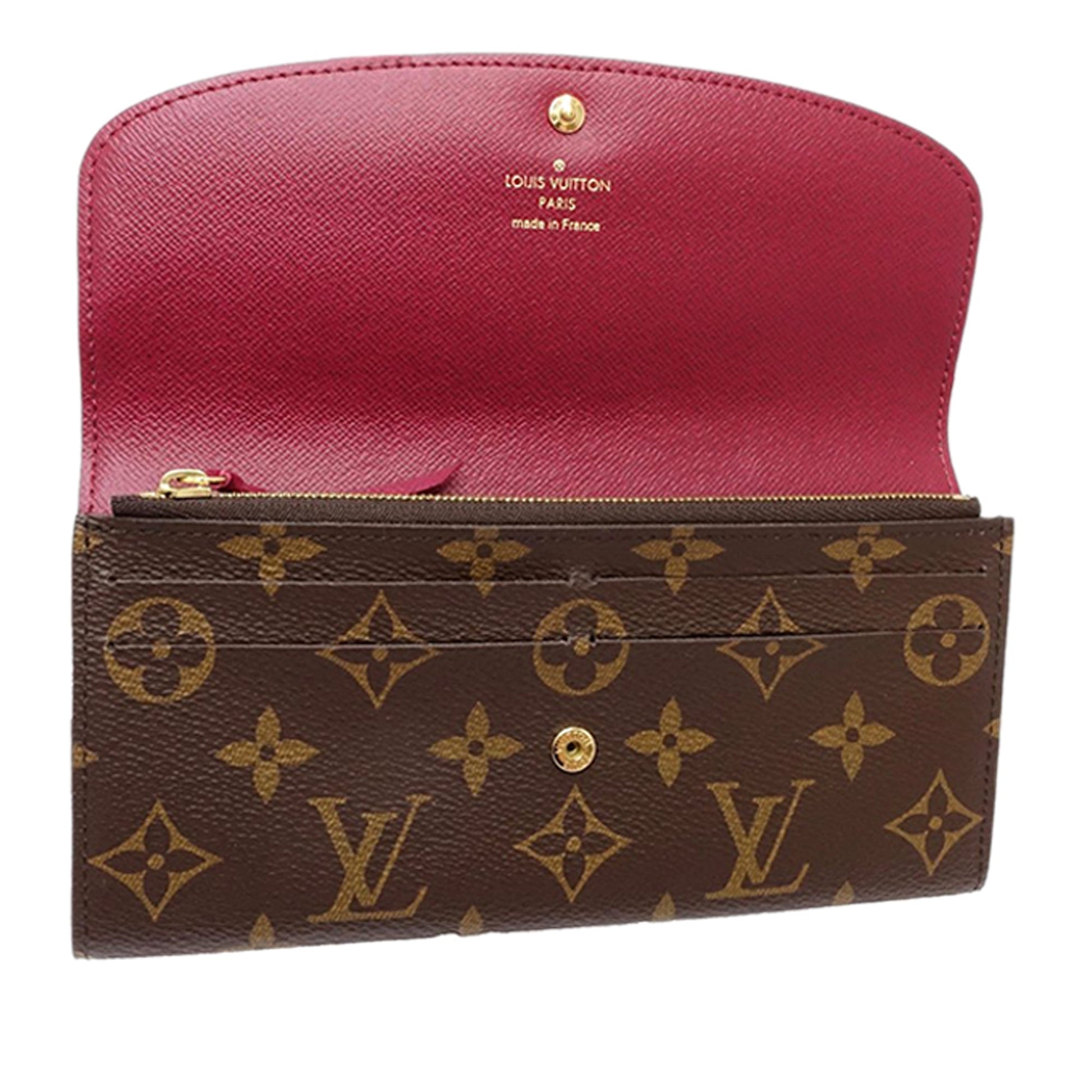 Louis Vuitton Portafoglio Emilie Monogram Canvas Fodera Rosa Fuchsia — Made in France - Etoilux