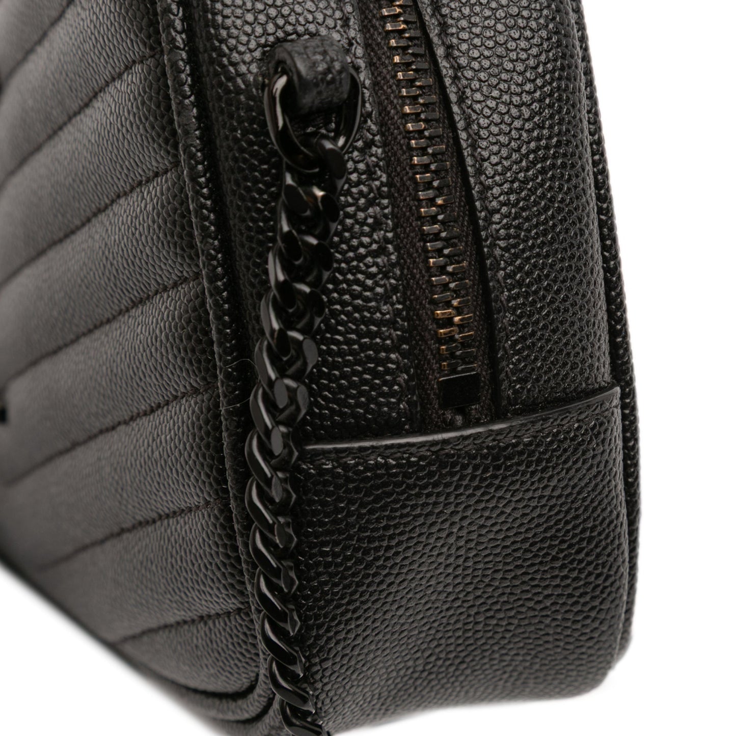 Saint Laurent – Lou Camera Bag Mini Monogram in pelle Grain de Poudre nera - Etoilux