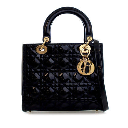 Christian Dior Lady Dior Medium Patent Cannage – 2010 – Nero - Etoilux