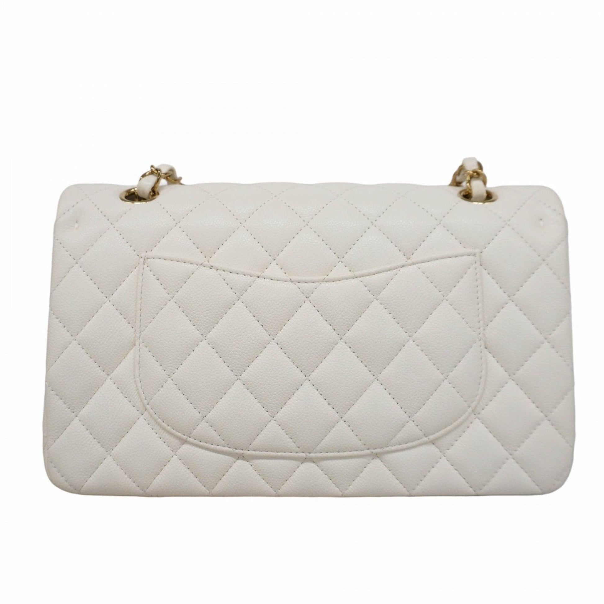 Chanel Classic Flap Bag in pelle bianca – Medium Size - Etoilux