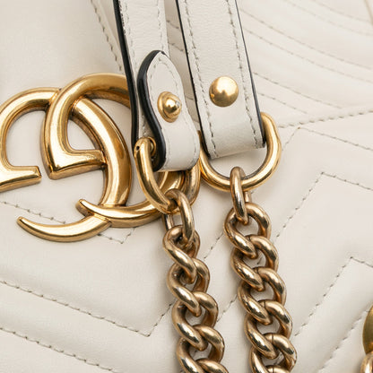 Gucci GG Marmont Matelassé – Piccola Borsa a Tracolla in Pelle Bianca - Etoilux