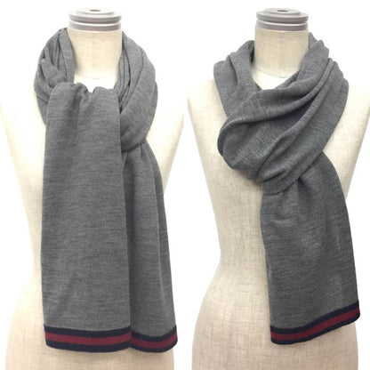 Gucci – Sciarpa in Lana Grigia con Profili Web – Grado AB - Etoilux