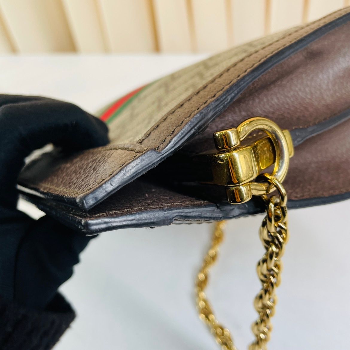 Gucci – Ophidia Canvas Retro con Tracolla in Catena – 26 × 7 × 17.5 cm - Etoilux